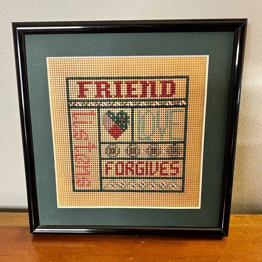 Framed 7 x 7 Crosstitch picture “Friend”